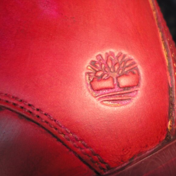 TIMBERLAND "Allington" Red Leather Block Heel Lace Up Boots Size 6.5 - Picture 4 of 8